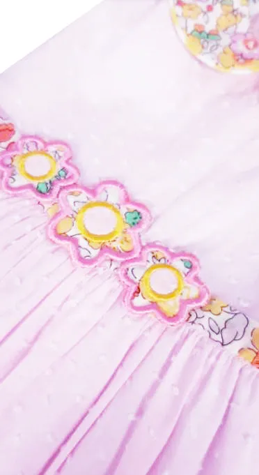 Girl's Pink "Liberty" Plumetti Dress With Belt