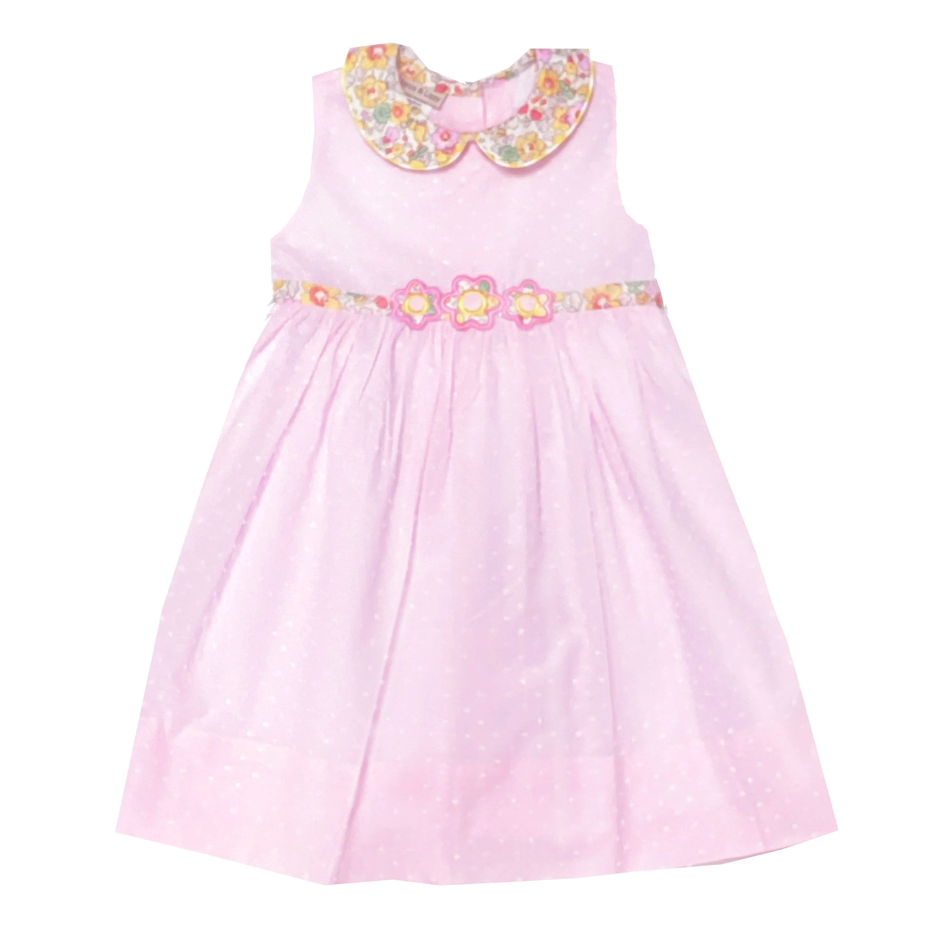 Girl's Pink "Liberty" Plumetti Dress With Belt
