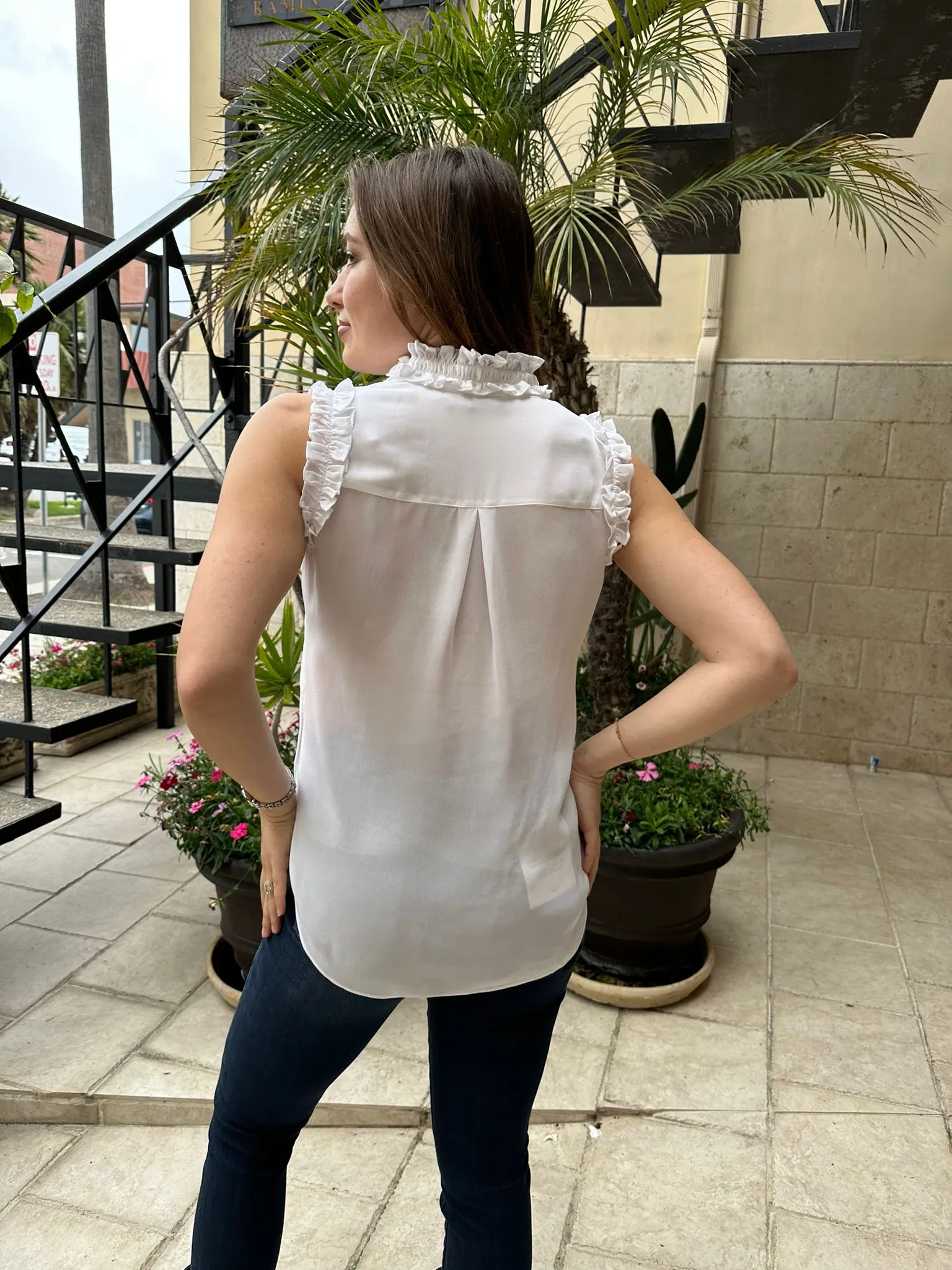 Silk Spring Soiree Blouse: Sleeveless and Stylish