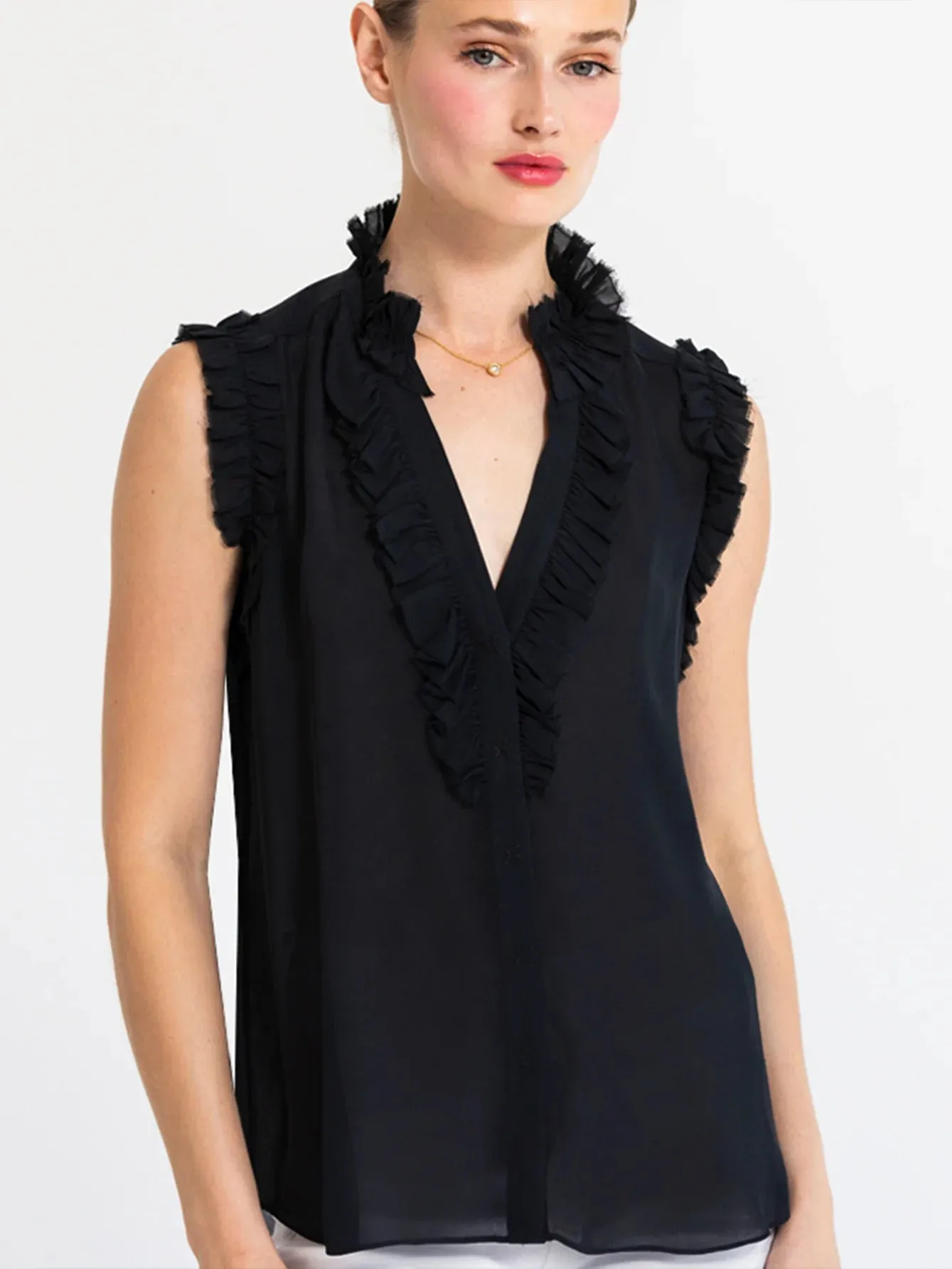 Silk Spring Soiree Blouse: Sleeveless and Stylish