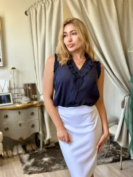 Silk Spring Soiree Blouse: Sleeveless and Stylish