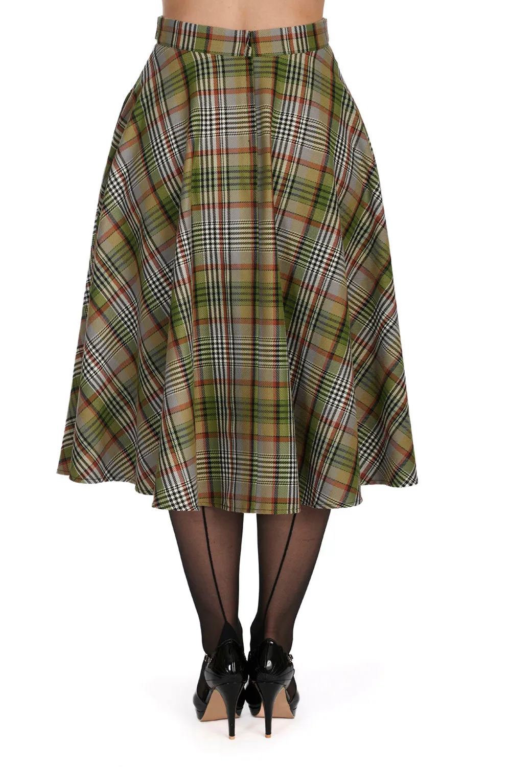 Sophia Green Checkered Circle Skirt by Banned