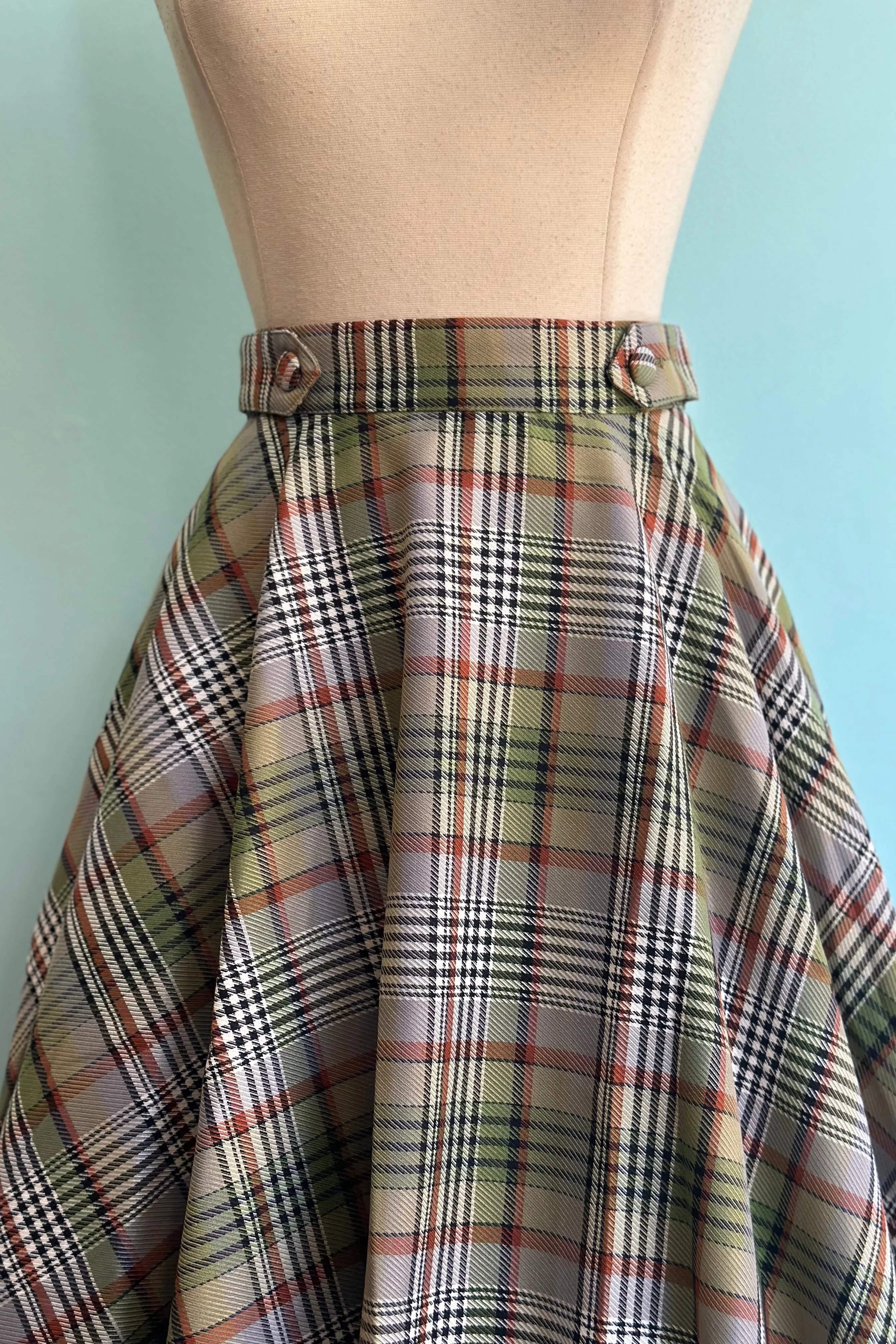 Sophia Green Checkered Circle Skirt by Banned