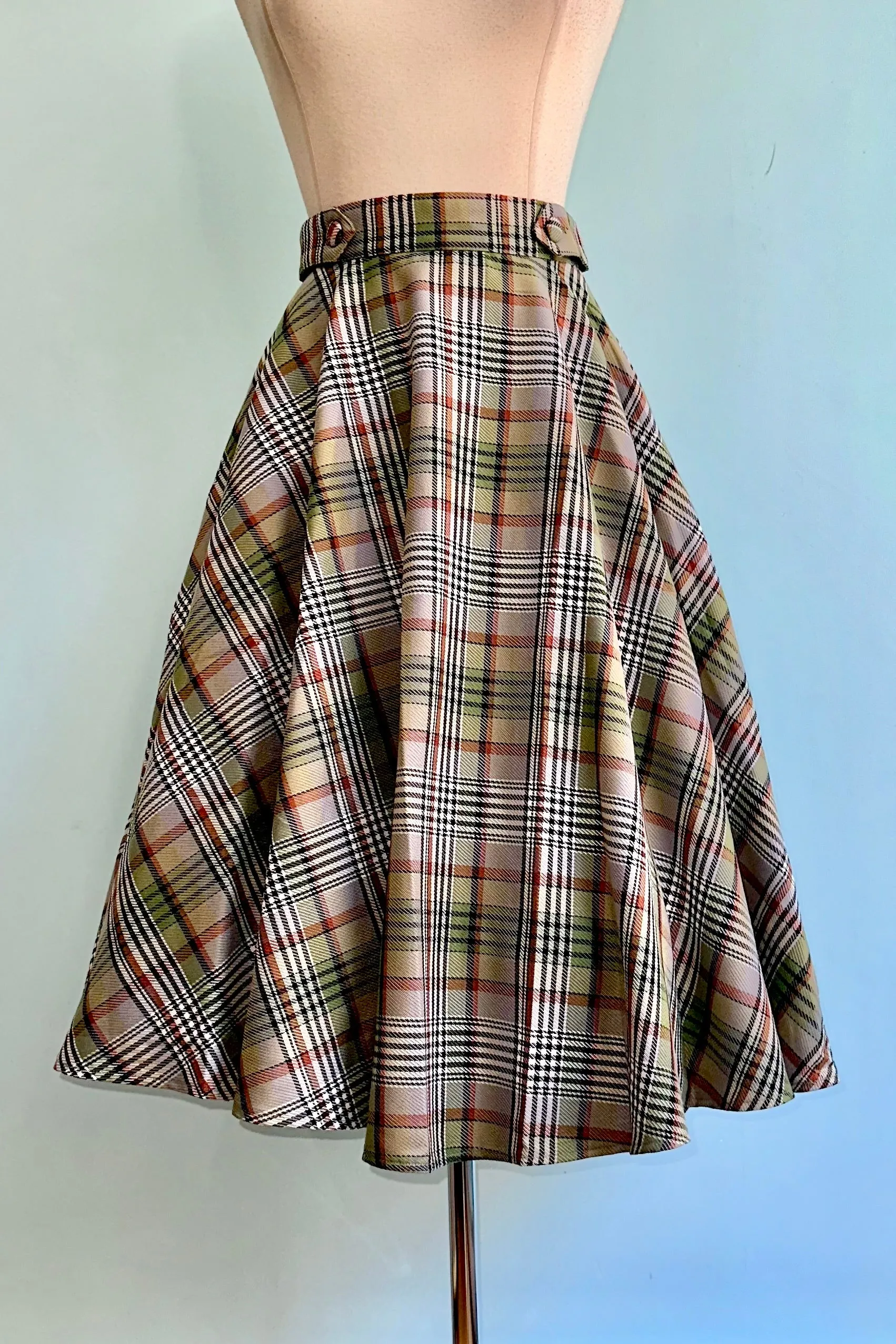 Sophia Green Checkered Circle Skirt by Banned