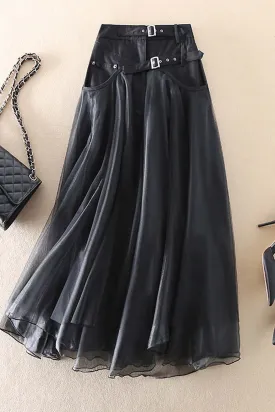 Grey Fashion Patchwork Tulle Skirts Spring