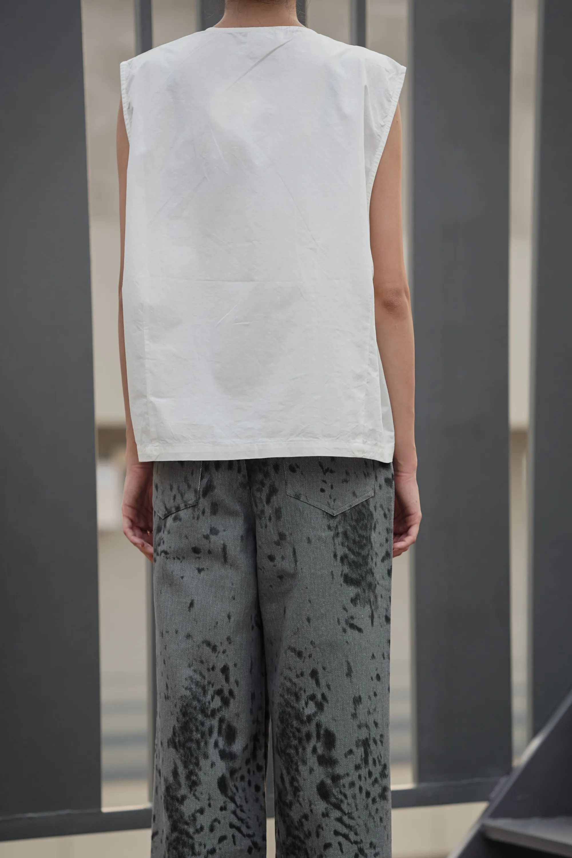 Gridlock White Cotton Vest