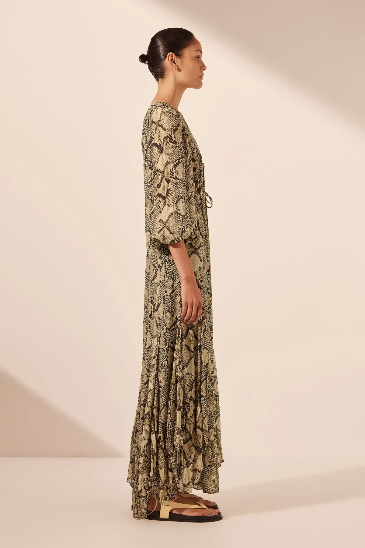 HADIYA LACE FRONT DRAWSTRING MAXI DRESS