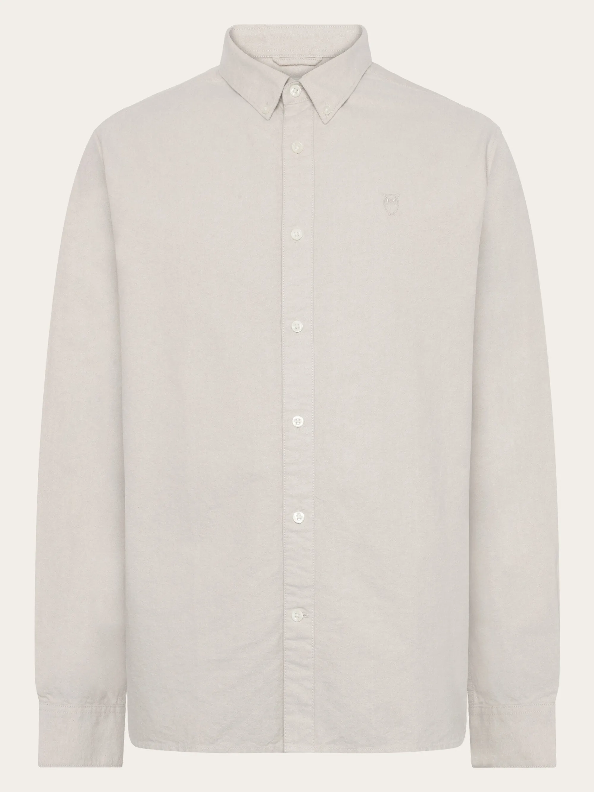 HARALD small owl oxford regular fit shirt - GOTS/Vegan - Light feather gray
