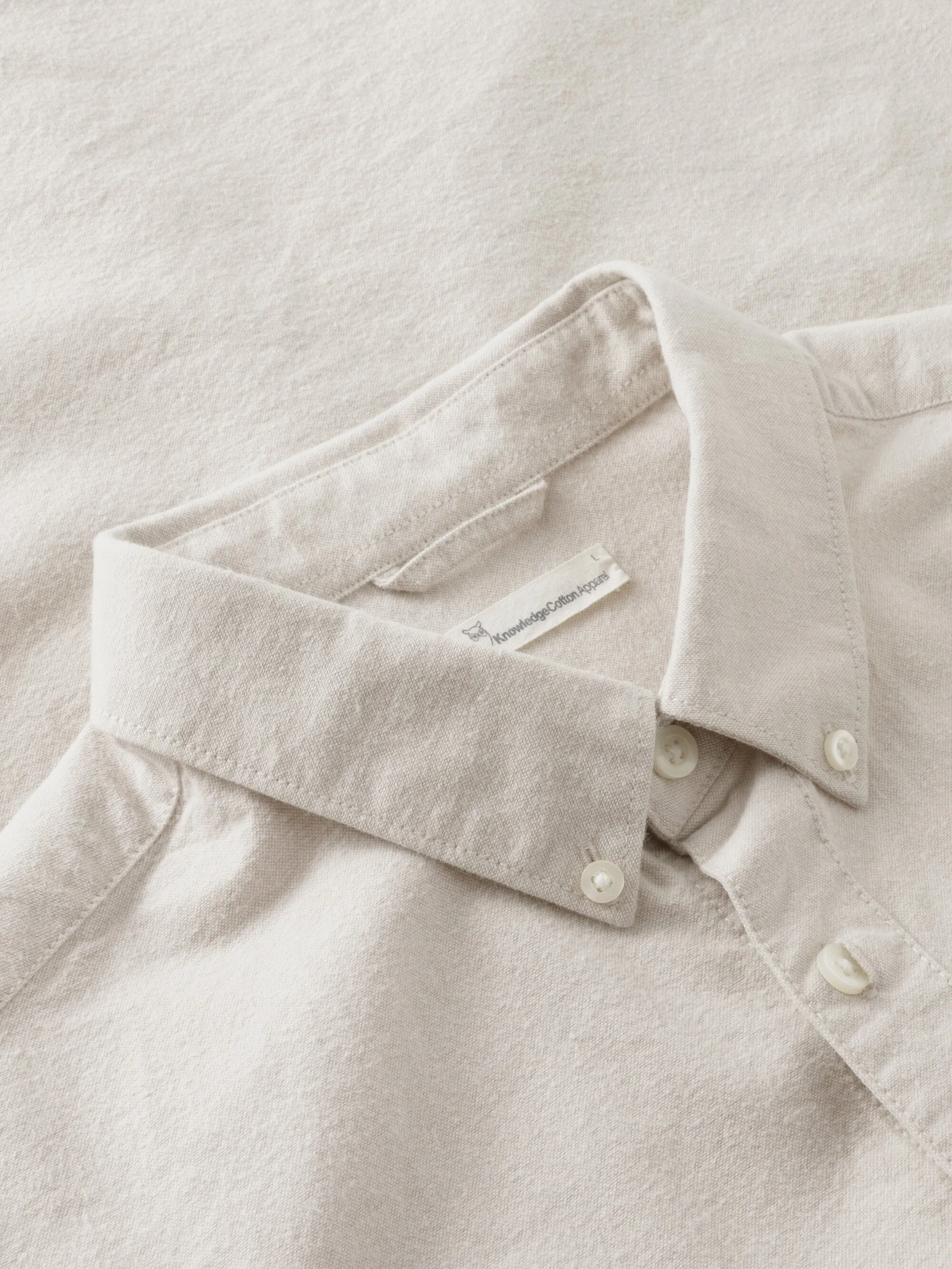 HARALD small owl oxford regular fit shirt - GOTS/Vegan - Light feather gray