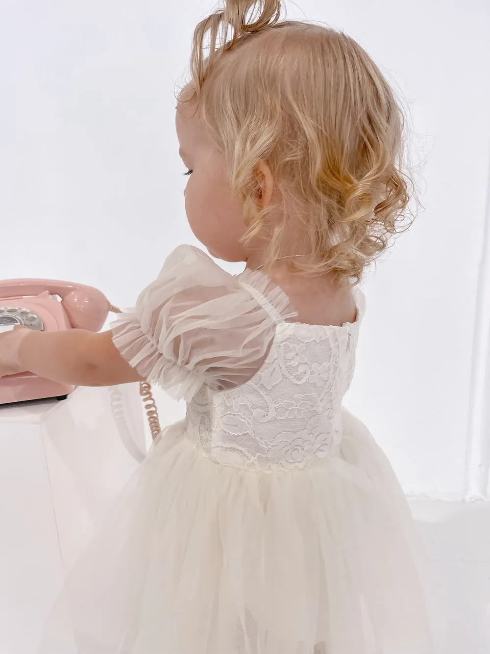 Harper Puff Sleeve Ivory Baby Romper
