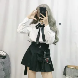 High-waisted A-line Pleated Skirt