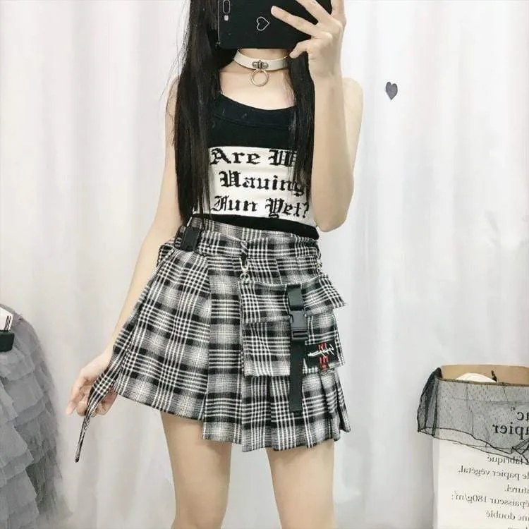 High-waisted A-line Pleated Skirt