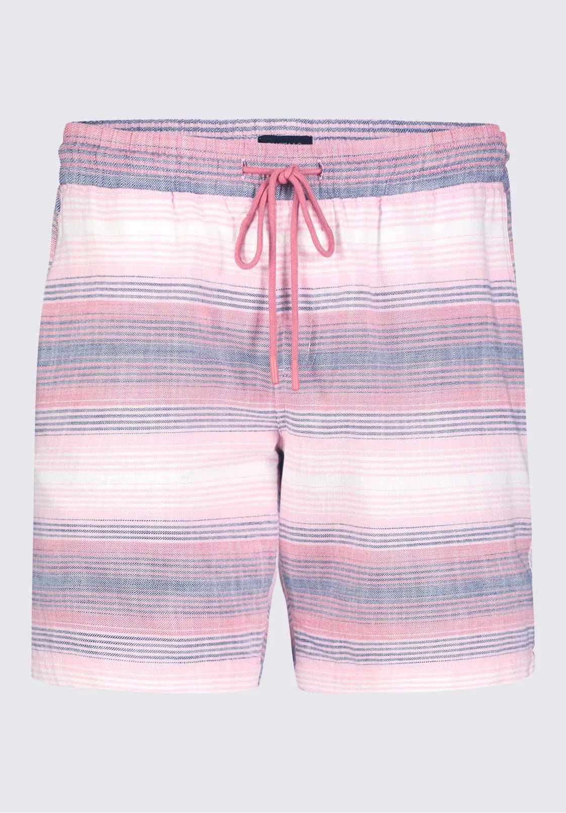 Hoggers Men's Striped Shorts in White & Pink - BM24349A