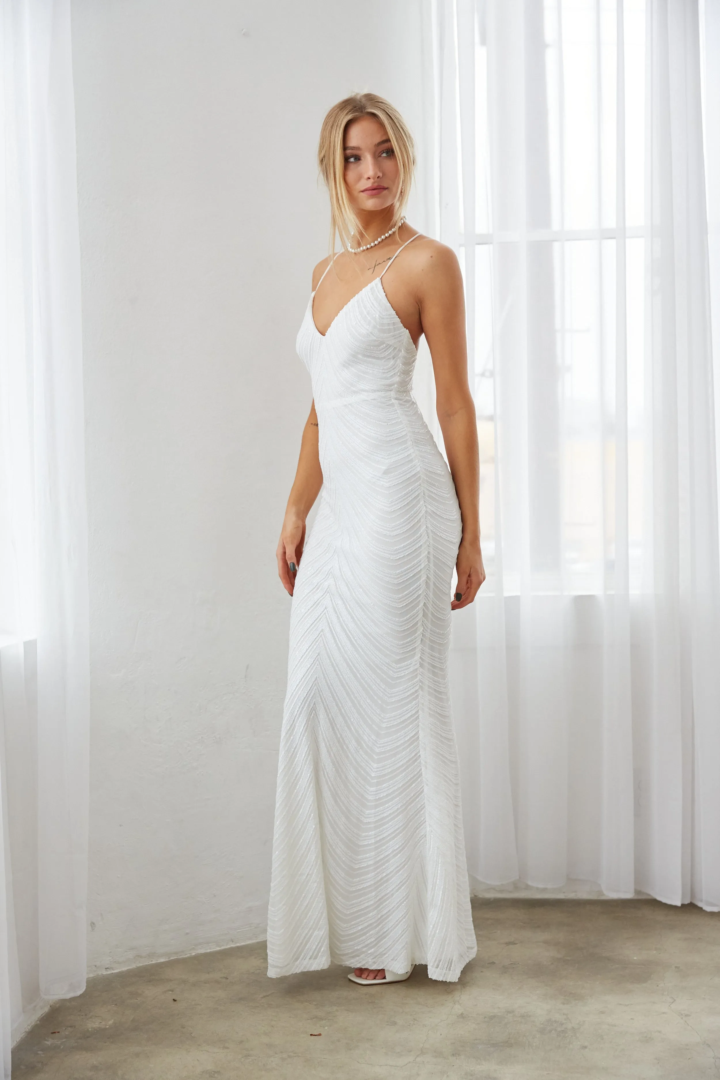 Jasper Sequin Open Back Maxi Dress