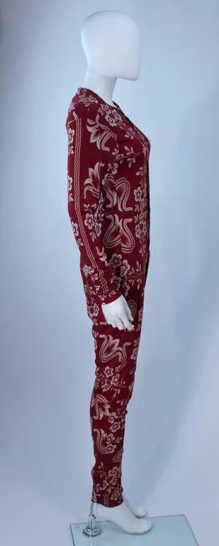 JOHN GALLIANO Burgundy Patterned Onesie Size 6