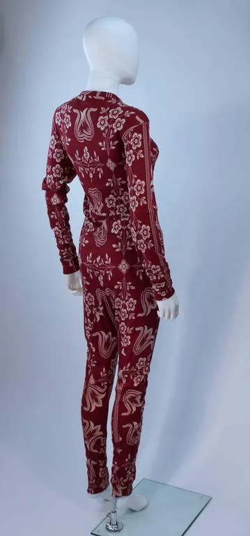 JOHN GALLIANO Burgundy Patterned Onesie Size 6