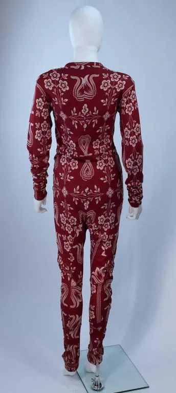 JOHN GALLIANO Burgundy Patterned Onesie Size 6