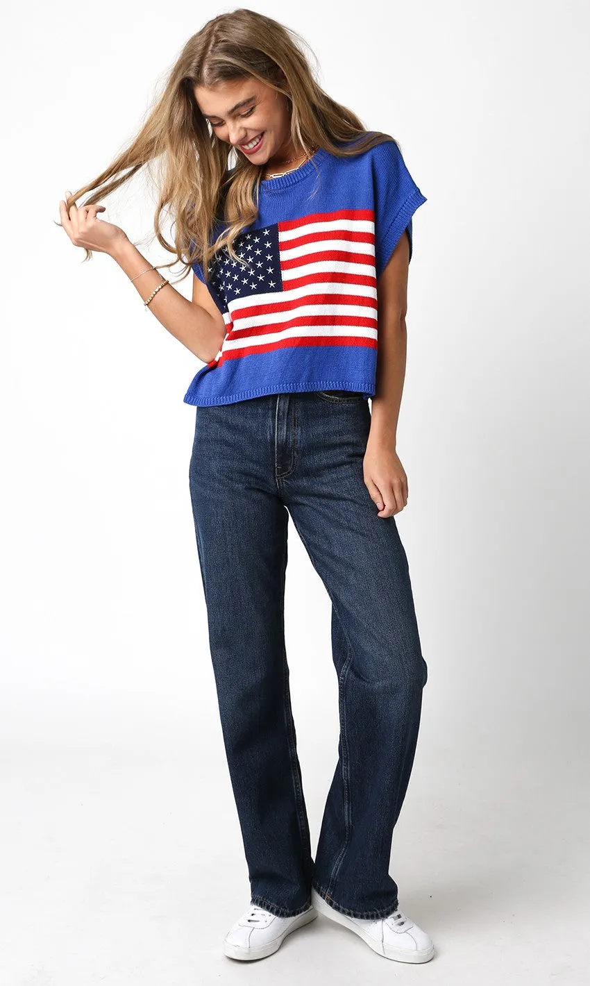 Journey Flag Knit Top (Blue)