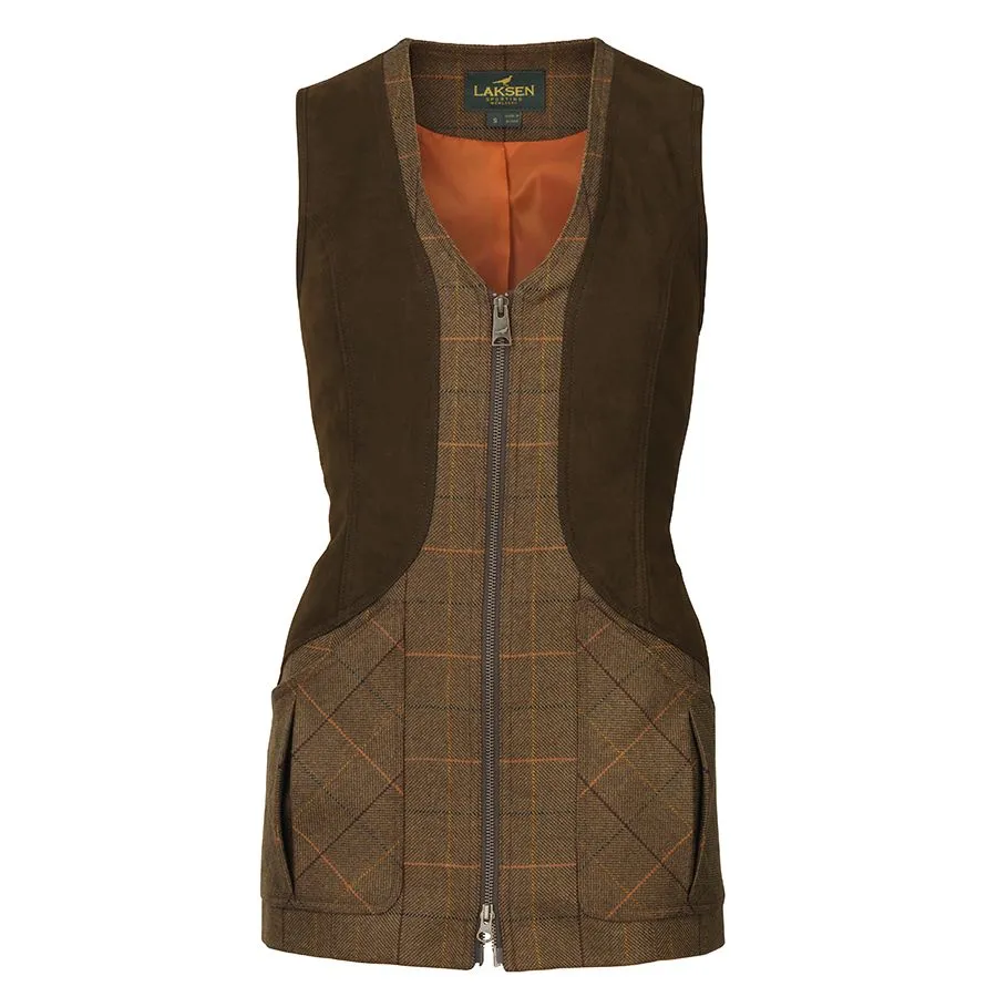 Laksen Ladys Cara Tweed Linhope Fitted Shooting Vest with Zip