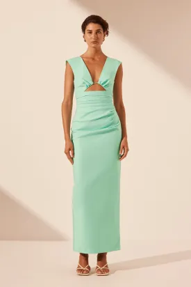 LANI PLUNGED CUT OUT MAXI DRESS - AQUA