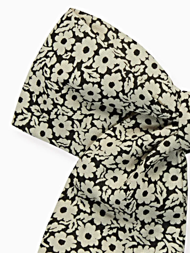 large bow clip black floral