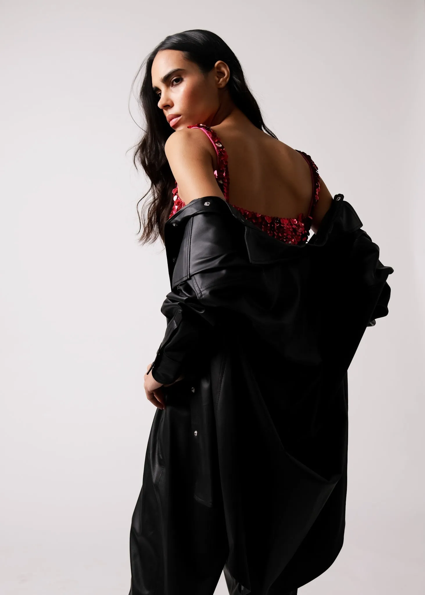 Leather Shacket with Leather Cargo Pants