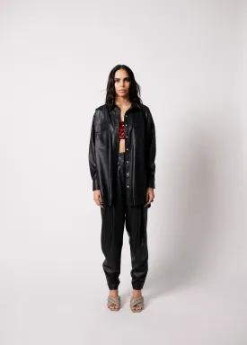 Leather Shacket with Leather Cargo Pants