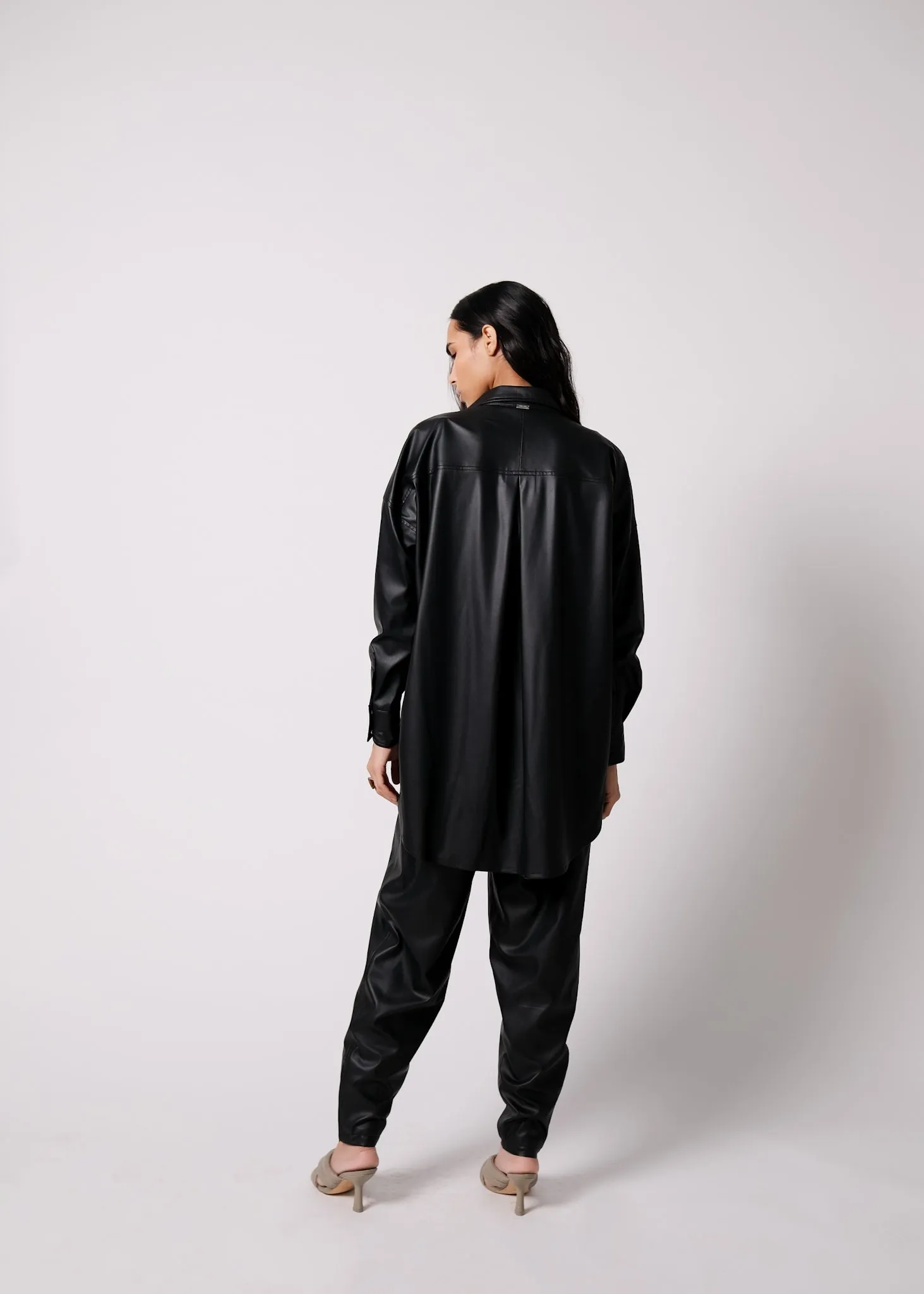 Leather Shacket with Leather Cargo Pants