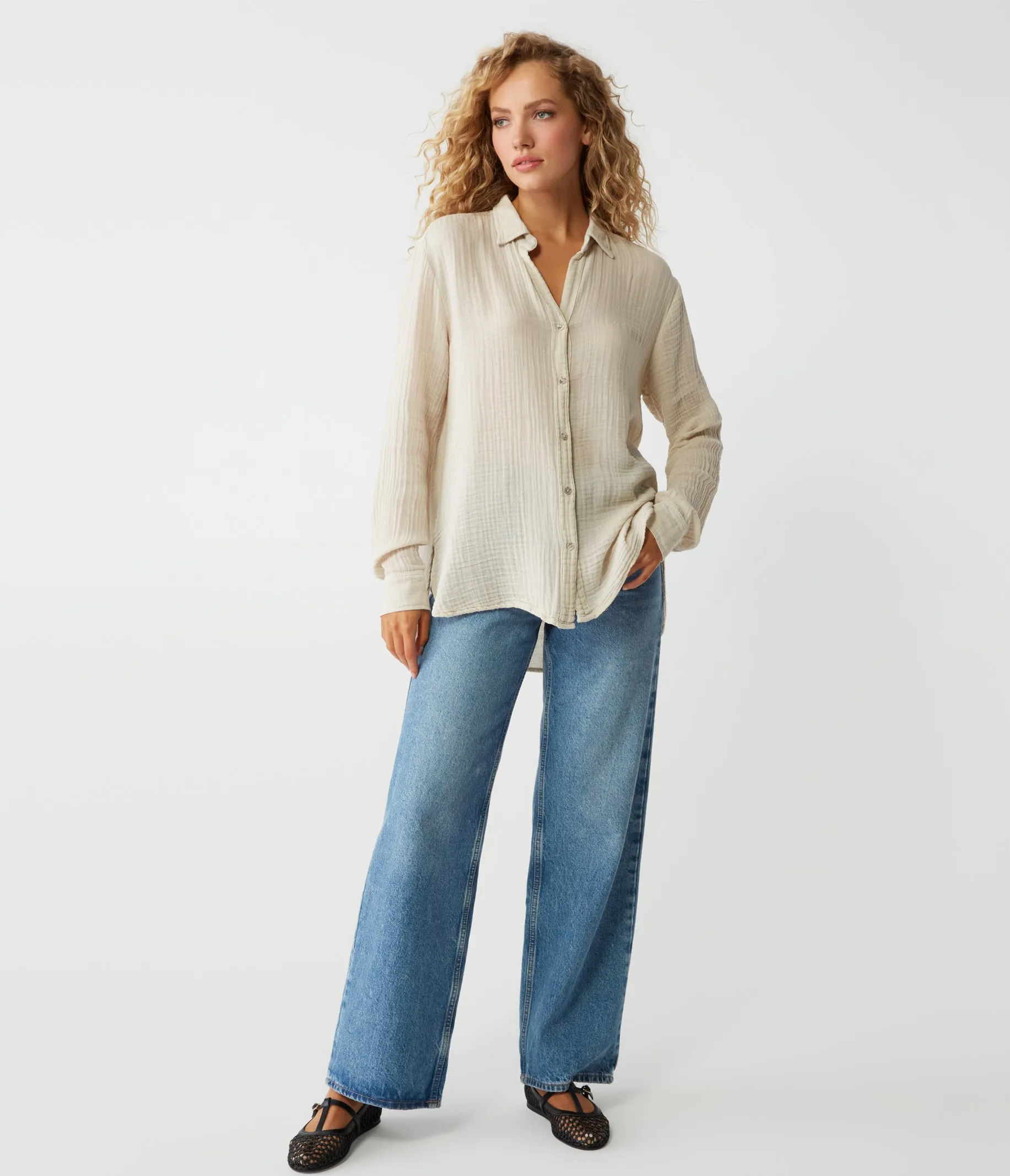Leo Gauze Button Down Shirt