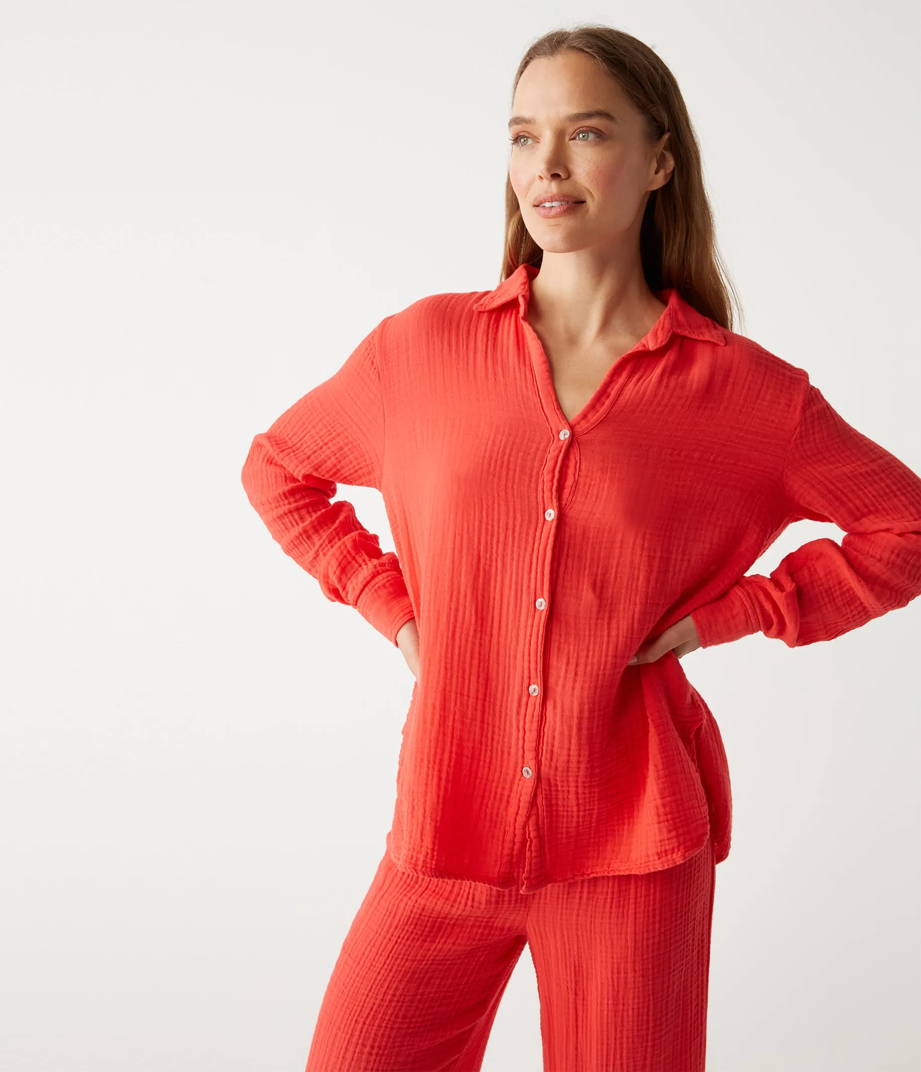 Leo Gauze Button Down Shirt