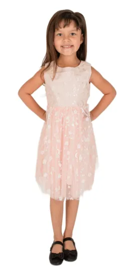 Little Girl's Peach Mini Flower dress