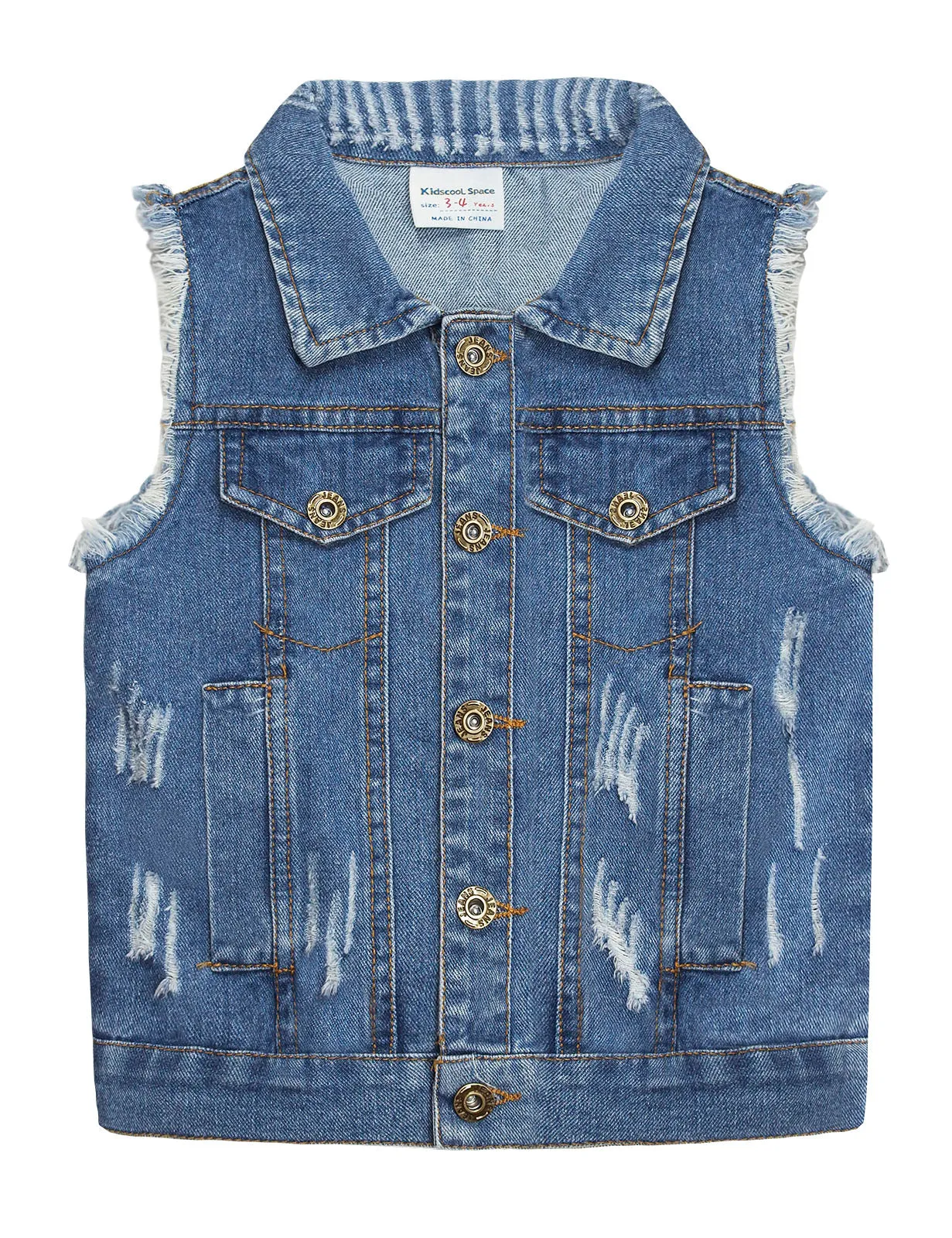 Little Kid Jean Vest Junior Ripped Denim Vest Tops
