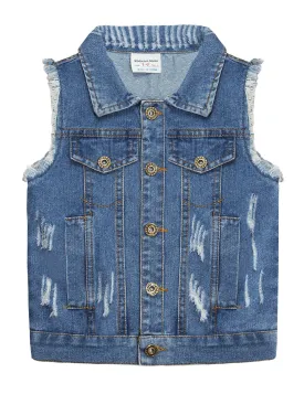 Little Kid Jean Vest Junior Ripped Denim Vest Tops