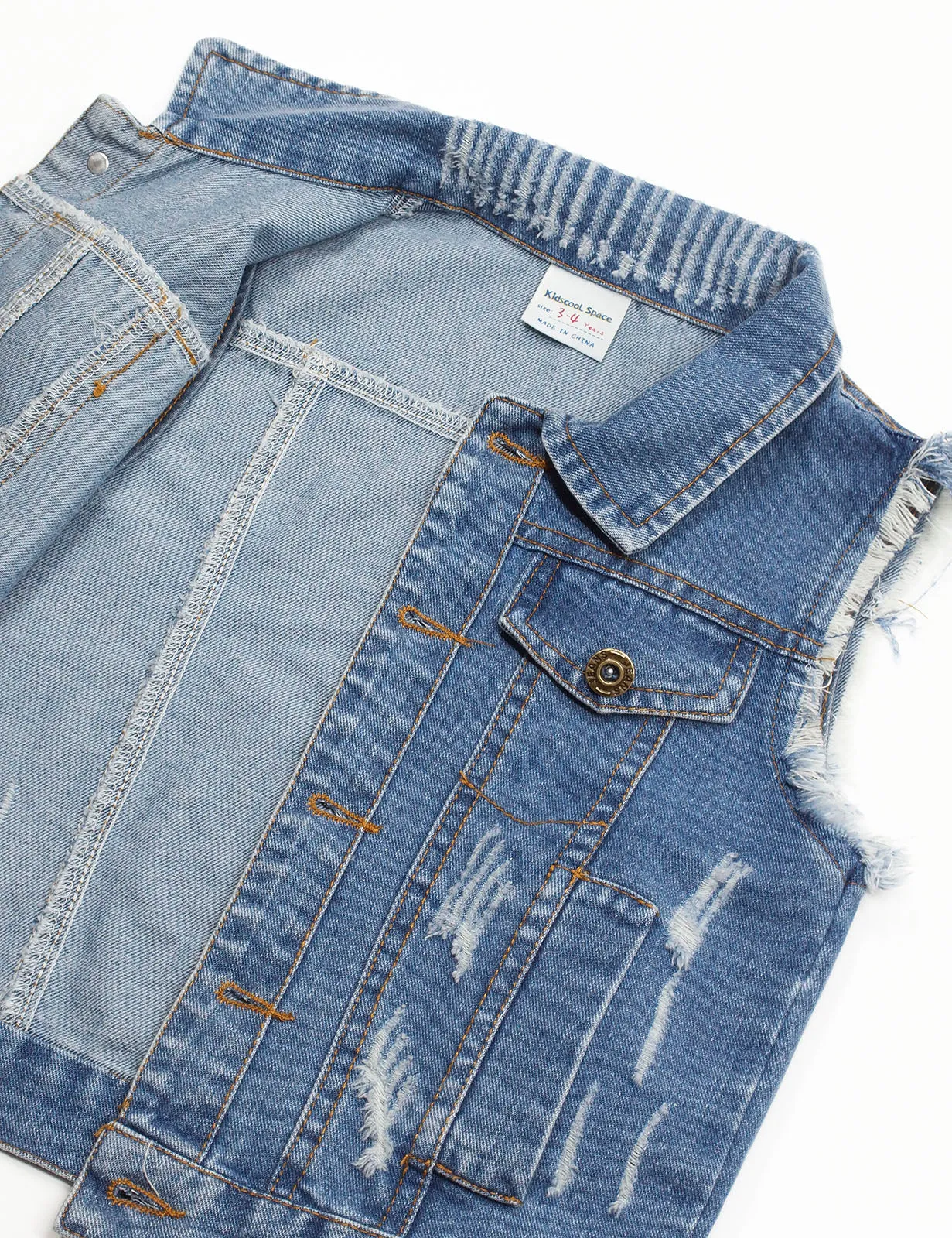Little Kid Jean Vest Junior Ripped Denim Vest Tops