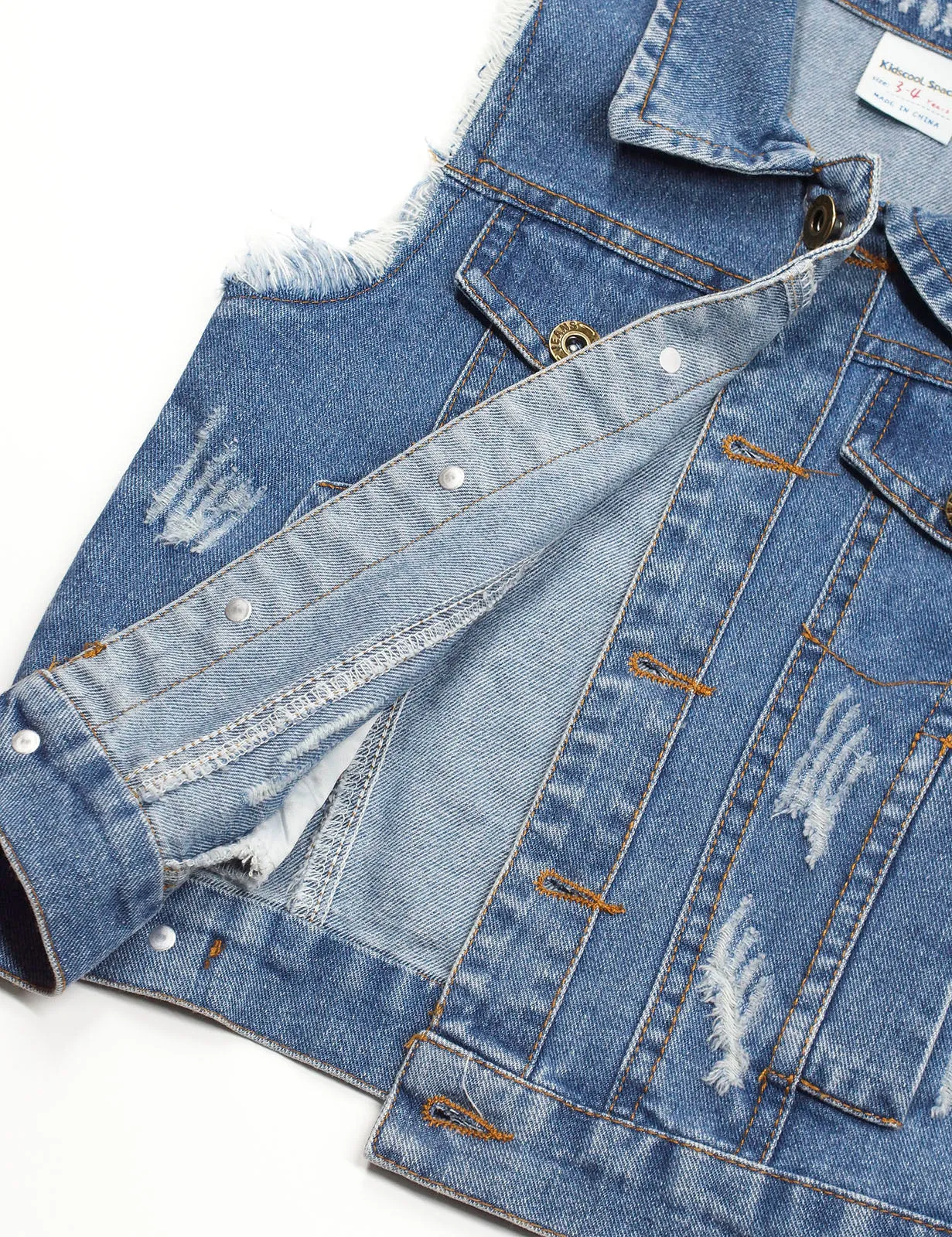 Little Kid Jean Vest Junior Ripped Denim Vest Tops