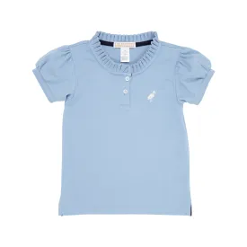 Little Miss Prim & Proper Polo & Onesie - Barrington Blue with Palmetto Pearl Stork