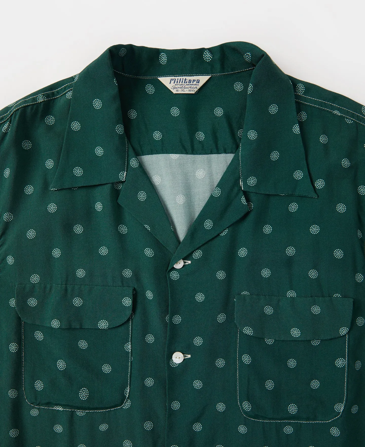 Lot 220 Dotted Open Collar Shirt - Dark Green