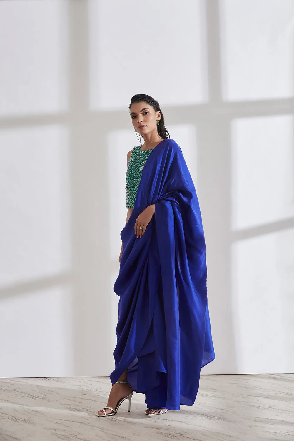 Masai Godet Sari with Chandelier Top