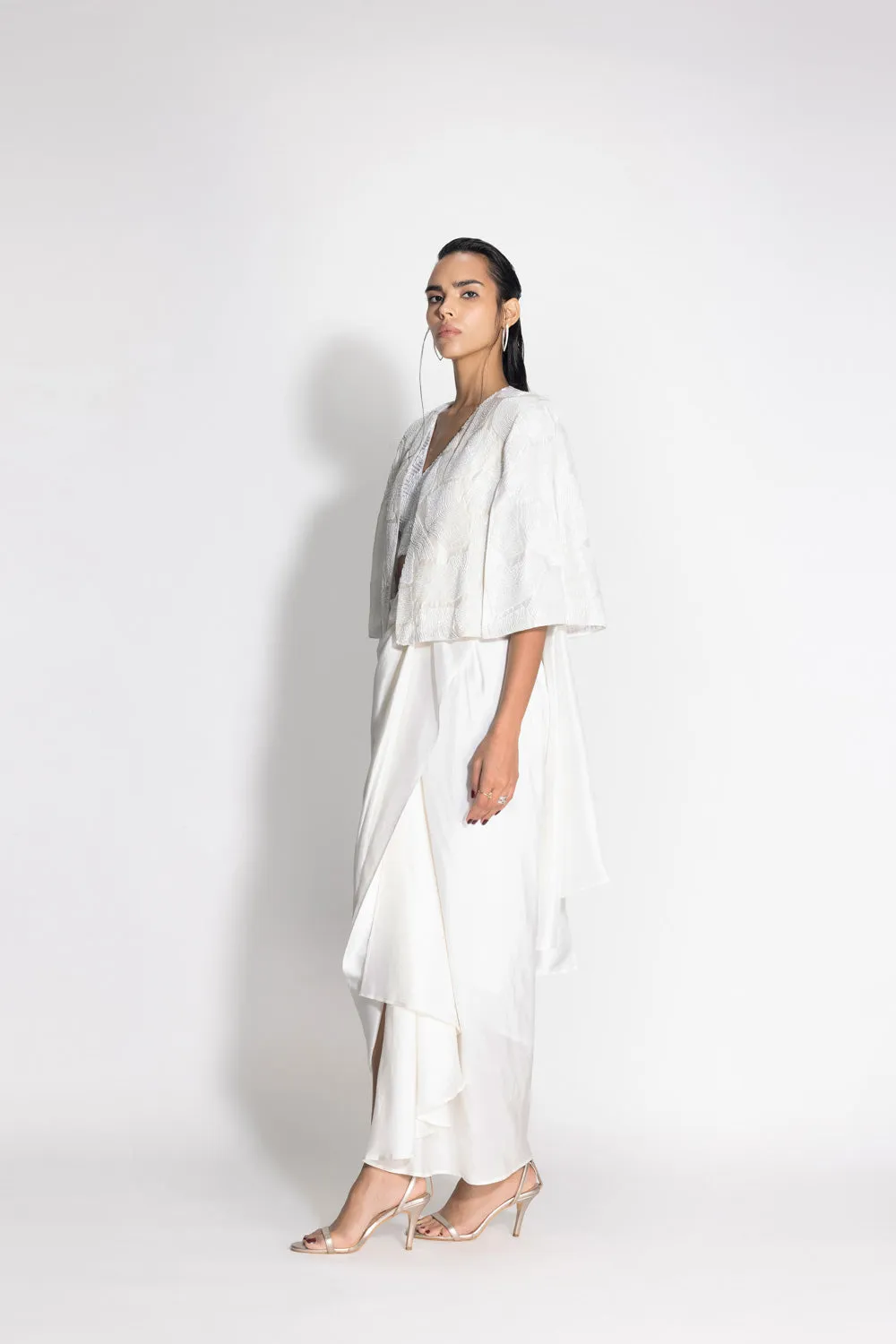 Masai Godet Sari with Masai Top and Wave Cape