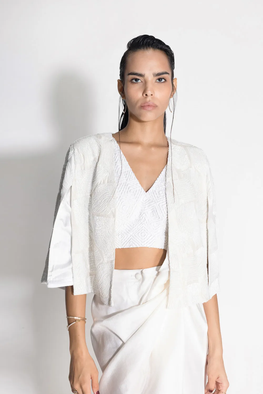 Masai Godet Sari with Masai Top and Wave Cape