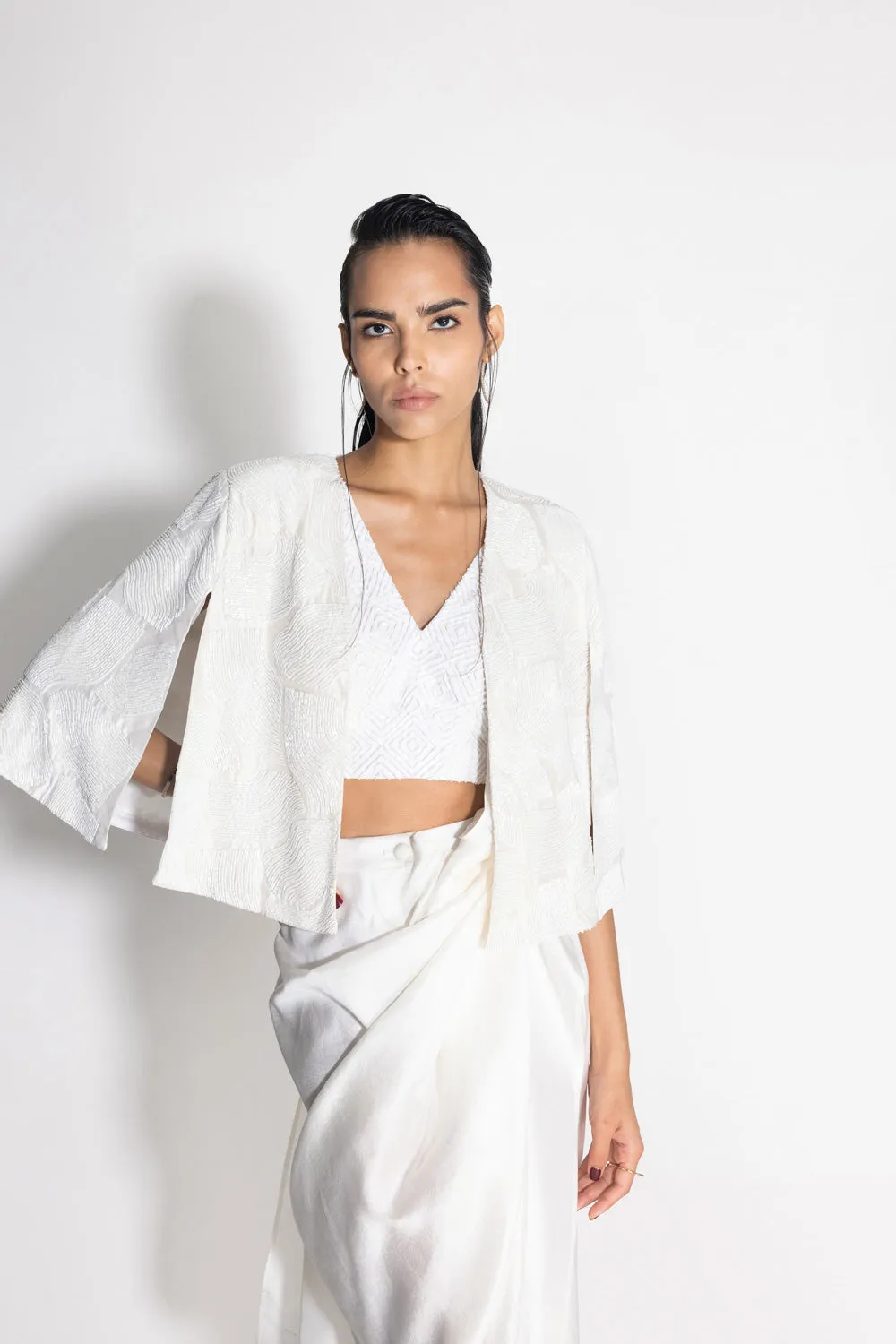 Masai Godet Sari with Masai Top and Wave Cape