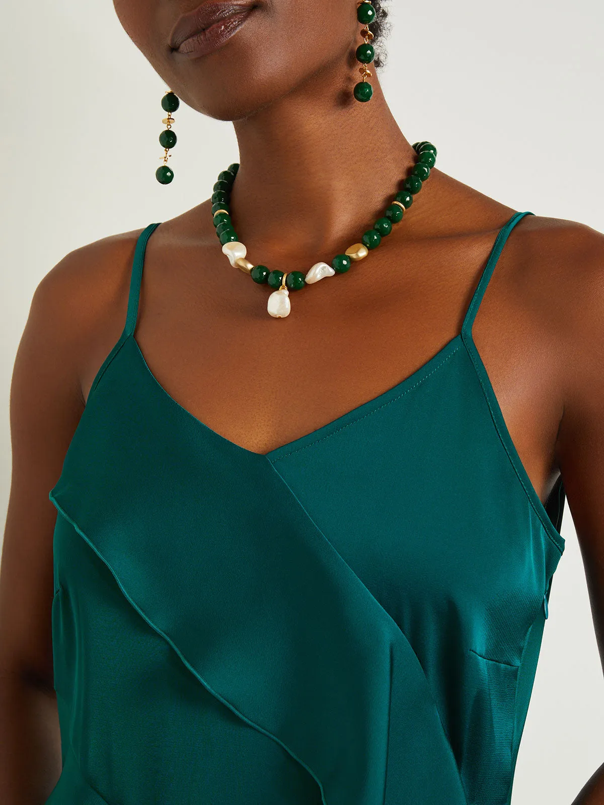 Maxi A-Line Dress - Ruffled Crepe De Chine