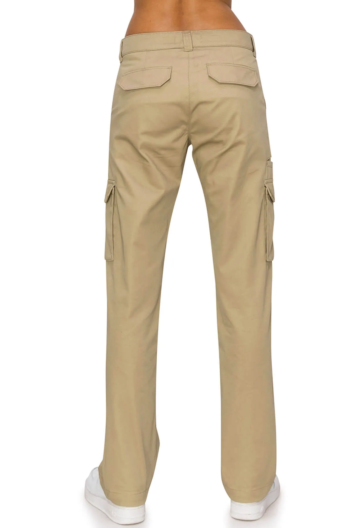 Mid Rise Relaxed Fit Cargo Work Pants - Khaki