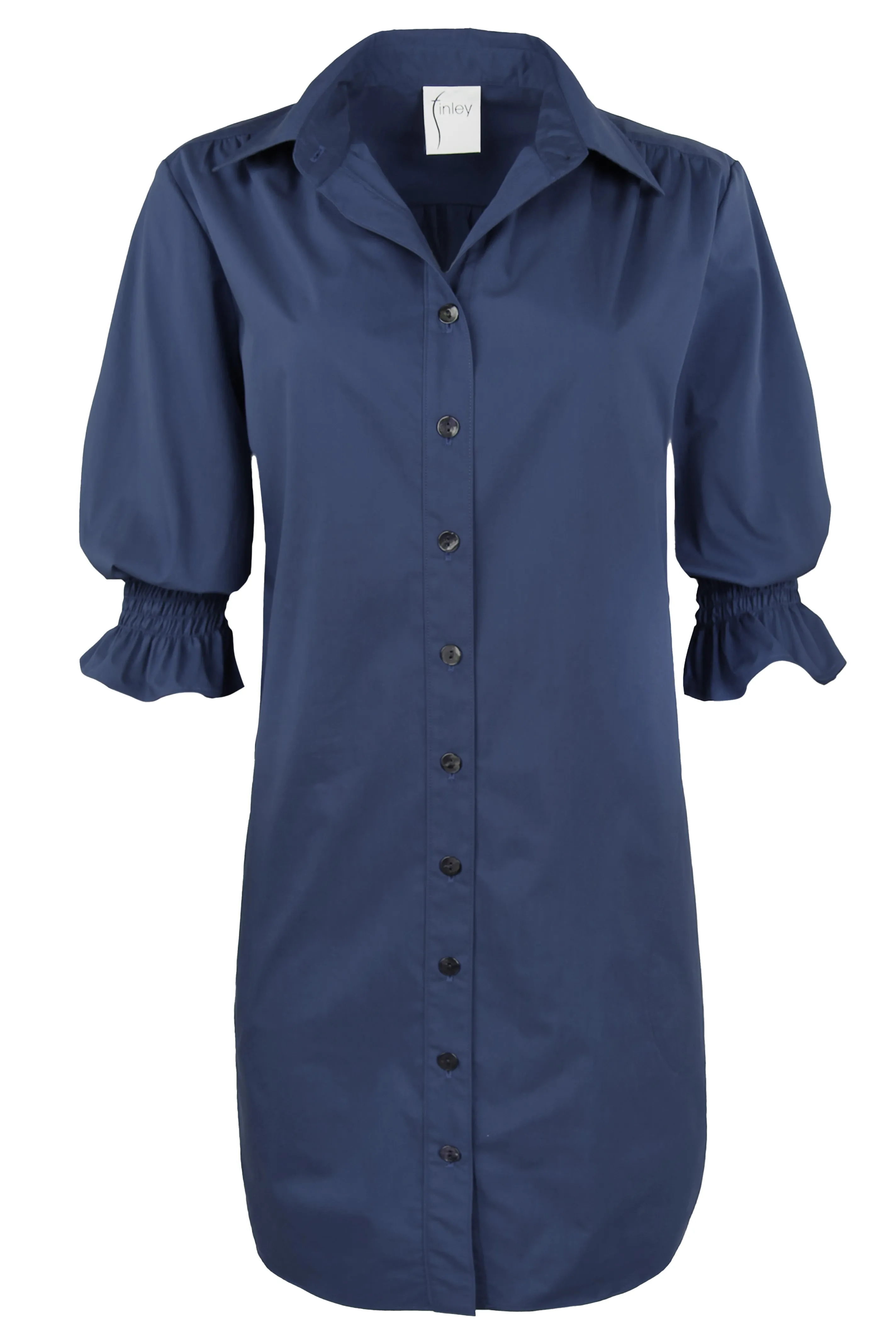 Miller Puff Sleeve Shirt Dress Weathercloth Navy
