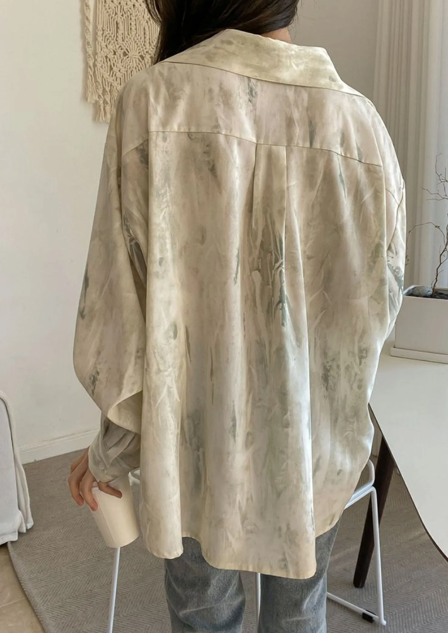 Mint Green Pattern Oversized Blouse