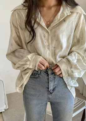 Mint Green Pattern Oversized Blouse