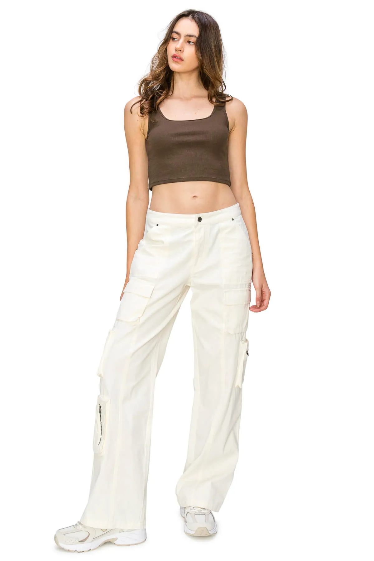 Modern Tech Look Utility Pants - Ecru