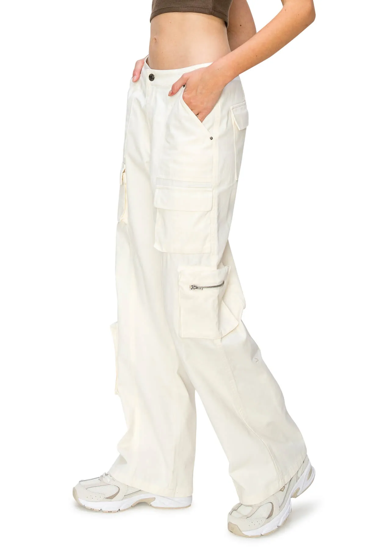 Modern Tech Look Utility Pants - Ecru