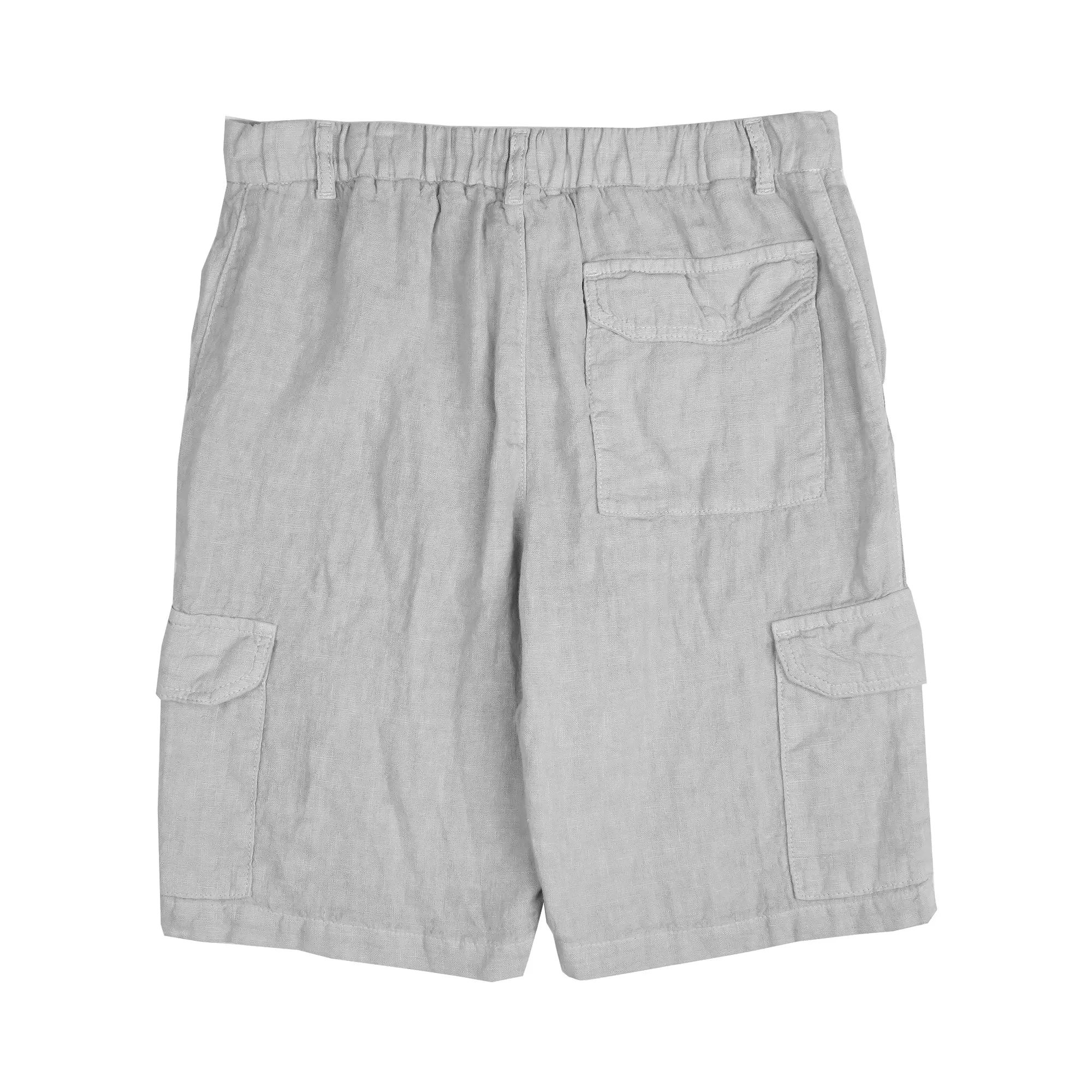 Naples Light Grey Linen Cargo Shorts