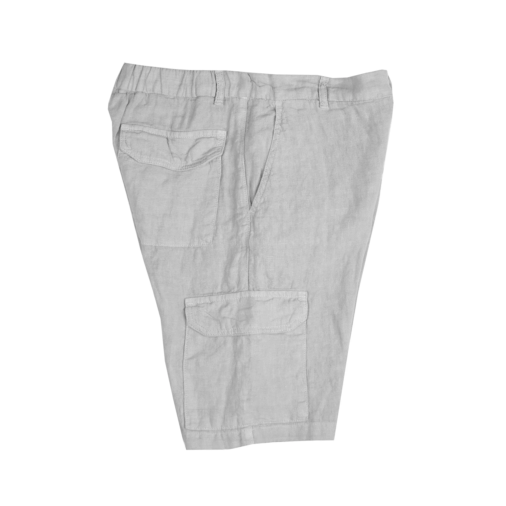 Naples Light Grey Linen Cargo Shorts